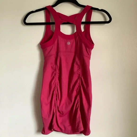 Athleta Scruntch Tank Hot Pink Strappy Criss Cross - Picture 3 of 6